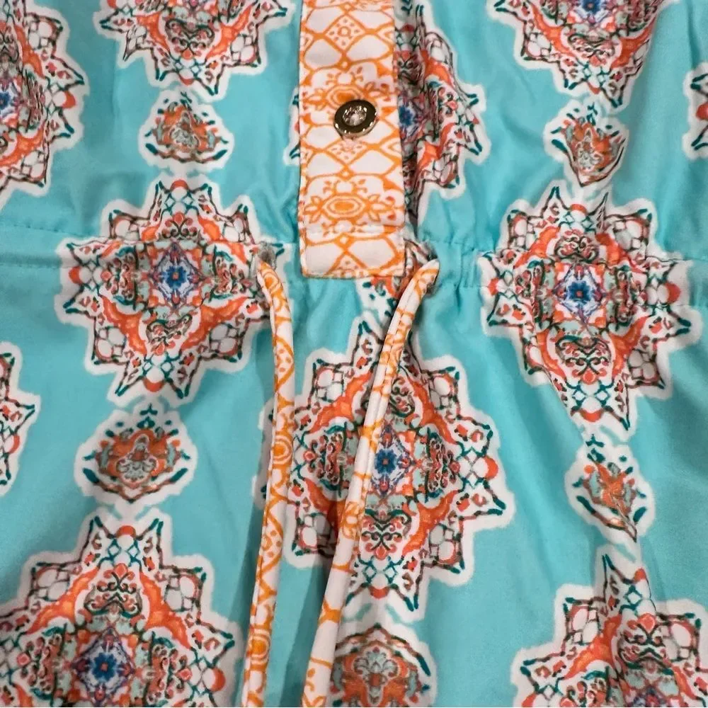 Cabana Life Blue and Orange Tunic / Dress / Cover Up, Swim Material; Size Large